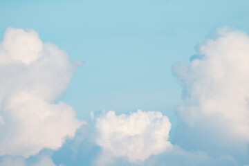 Surreal cloud podium tabletop outdoor on blue sky pastel with empty space.Beauty cosmetic product placement pedestal present promotion minimal display,summer paradise dreamy concept.