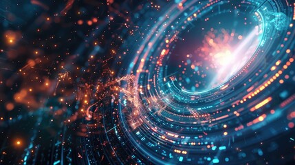 Fototapeta premium A mesmerizing abstract composition featuring vibrant colors and swirling light patterns that evoke a sense of depth and motion.