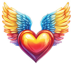 Obraz premium A vibrant heart with colorful wings, symbolizing love, freedom, and inspiration. Perfect for romantic and uplifting themes.