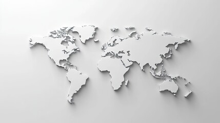 A simple and clean world map with outlined continents, isolated on a white background for easy use in presentations.