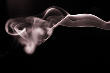 Illustration of white beautiful smoke on the black background 