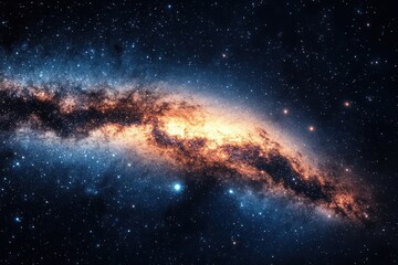 Fototapeta premium Stunning photo illustration of the Milky Way galaxy, capturing its mesmerizing spiral arms and star-studded beauty in a vivid and captivating display