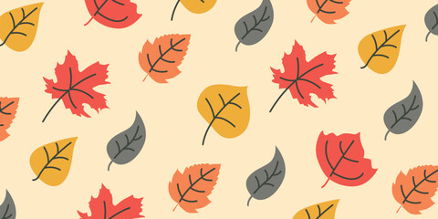 Autumn pattern background vector design, tree branch. Floral banner design with abstract leaves pattern