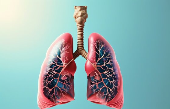 Close-up of lungs with a blue background