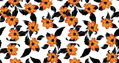 seamless floral pattern. Hand draw flowers pattern.