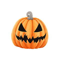 Spooky Carved Pumpkin with Evil Grin Illustration on a transparent background. Halloween pumpkin face