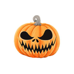 Spooky Carved Pumpkin with Evil Grin Illustration on a transparent background. Halloween pumpkin face