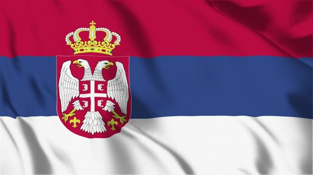 Serbia flag seamless loop animation. The National flag of Serbia is 3d waving