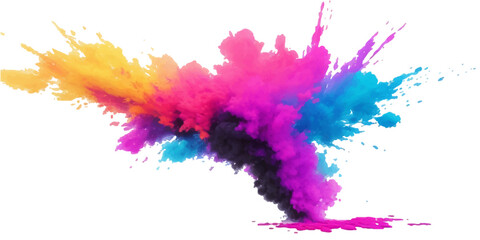 Multicolor powder explosion on White background. Colored cloud. Colorful dust explode. Paint Holi. colorful rainbow Holi paint color powder explosion with bright colors isolated white background.	