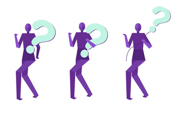 Vector human abstract figures with question marks. 