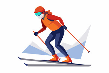 Skiing isolated scale up vector art illustration