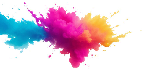 Multicolor powder explosion on White background. Colored cloud. Colorful dust explode. Paint Holi. colorful rainbow Holi paint color powder explosion with bright colors isolated white background.	