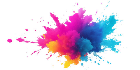 Multicolor powder explosion on White background. Colored cloud. Colorful dust explode. Paint Holi. colorful rainbow Holi paint color powder explosion with bright colors isolated white background.	