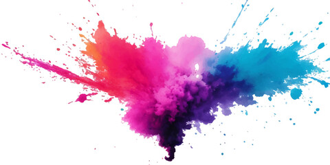 Multicolor powder explosion on White background. Colored cloud. Colorful dust explode. Paint Holi. colorful rainbow Holi paint color powder explosion with bright colors isolated white background.	