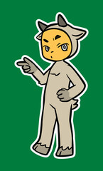 Doodle Sticker Illustration of a Kid Wearing Animal Costume