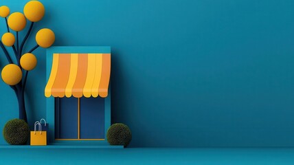 Automated digital storefront, e-commerce content management, 3D illustration