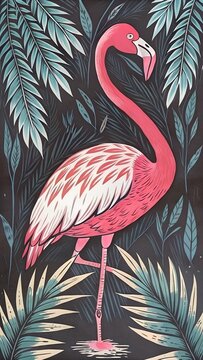 flamingo and trees
