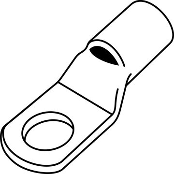 Uninsulated clamping ring terminal. Vector outline icon.