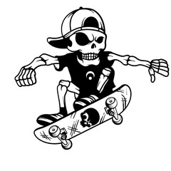 Skeleton Skate | Skate Boarding | Skull Skate Boarding | Dead Skater | Skater Skull | Skater | Skate Competition | Skate Tricks | Original Illustration | Vector and Clipart | Cutfile and Stencil