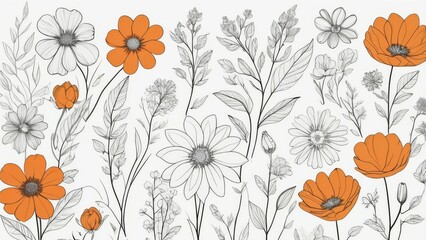 Orange and white flowers with gray leaves.