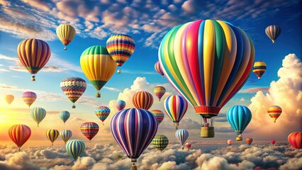 Fototapeta premium Vibrant and whimsical air balloons floating in the sky