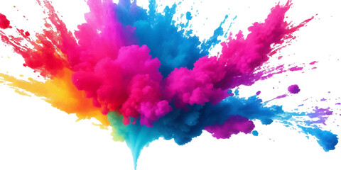 Bright colorful watercolor splash splatter stain brush strokes on white background. Modern vibrant aquarelle spot. Rainbow trendy isolated design on white. Element. Vector watercolor illustration	