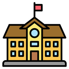 School Building Icon Element For Design