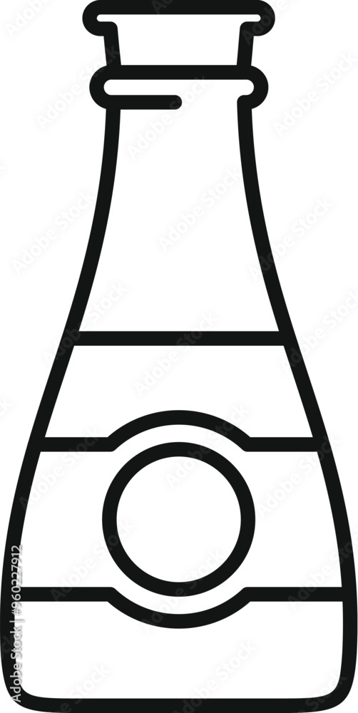 Poster simple line drawing of a bottle of wine with a blank label, perfect for adding your own custom brand