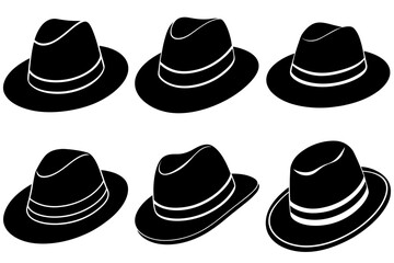 A set of black hat silhouettes