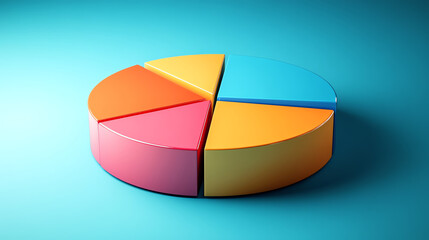 Obraz premium Colorful pie chart illustrating revenue distribution with vibrant segments.