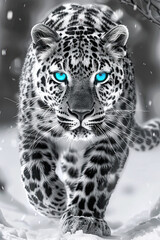 Beautiful Wallpaper with a Snow Leopard Design, Ideal Wild Animal Poster or Graphic Resource for Creative Project, Ai Generative