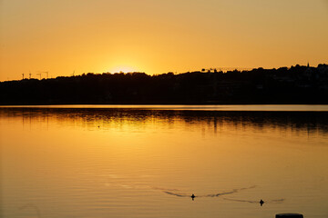 Sonnenuntergang am Möhnesee, Stockumer Damm, Kreis Soest, August 2023