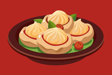 Russian national food. Pelmeni. Dumplings. Dough with meat or fish filling.
