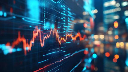 Digital financial data visualization with vibrant graphs and charts