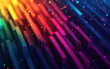 Obraz premium Colorful abstract background with vibrant lines and particles creating a dynamic visual effect.