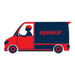 express delivery truck transport in flat design