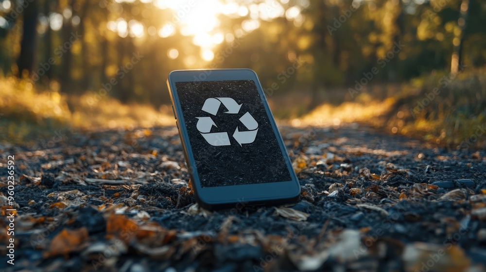 Canvas Prints simple ai-driven recycling reminder on a smart device, minimal scene with soft light and ample copy 