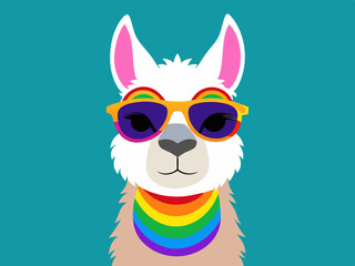 Llama with rainbow glasses
