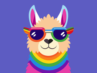 Llama with rainbow glasses