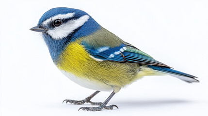 Eurasian Blue Tit,  Stunning images of the Eurasian Blue Tit bird on a pristine white background, ideal for nature photography enthusiasts and stock images