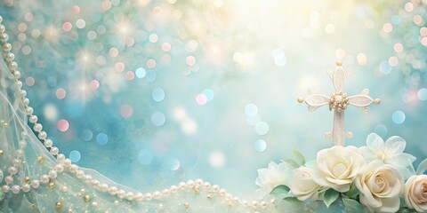 Elegant baptism background with soft pastel colors and delicate decorations