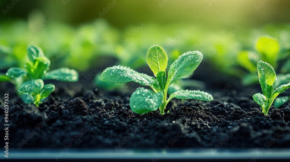 Wall mural simple ai-powered app monitoring crop health on a tablet, minimalistic background with ample blank s
