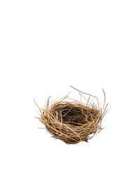 Obraz premium small bird wooden nest isolated on transparent background