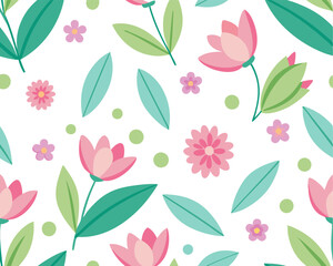 Seamless pattern spring style floral pattern colorful background 