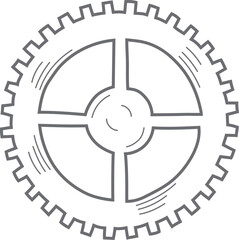 Obraz premium Hand drawn gear cogwheel. Doodle sketch style color gear mechanism. Concept of business idea, teamwork, progress background. Doodle cog