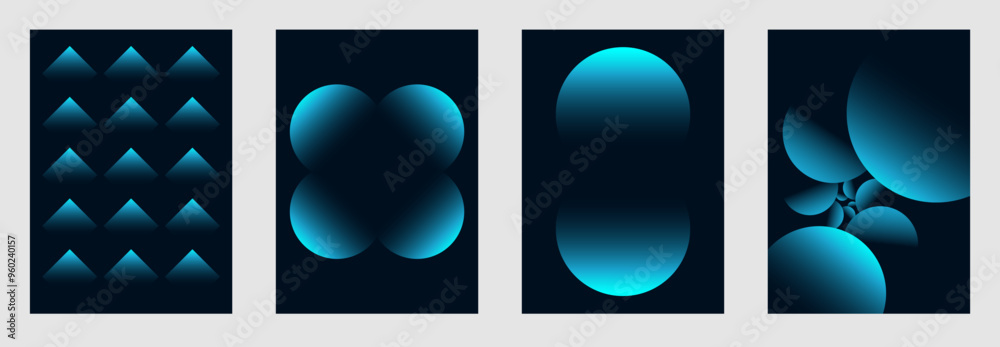 Canvas Prints abstract poster set with vibrant perspective gradient shapes. creative minimalist style vector cover