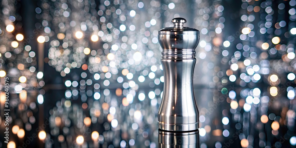 Wall mural Shiny pepper mill against a sparkling backdrop.