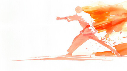 Fototapeta premium A martial artist strikes a powerful pose, surrounded by dynamic bursts of color, showcasing strength and grace in motion