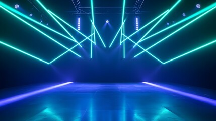Obraz premium Mesmerizing Laser Grid Lighting Pattern on Stage with Vibrant Neon Colors
