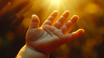 Baby Hand Reaching Towards Sunlight